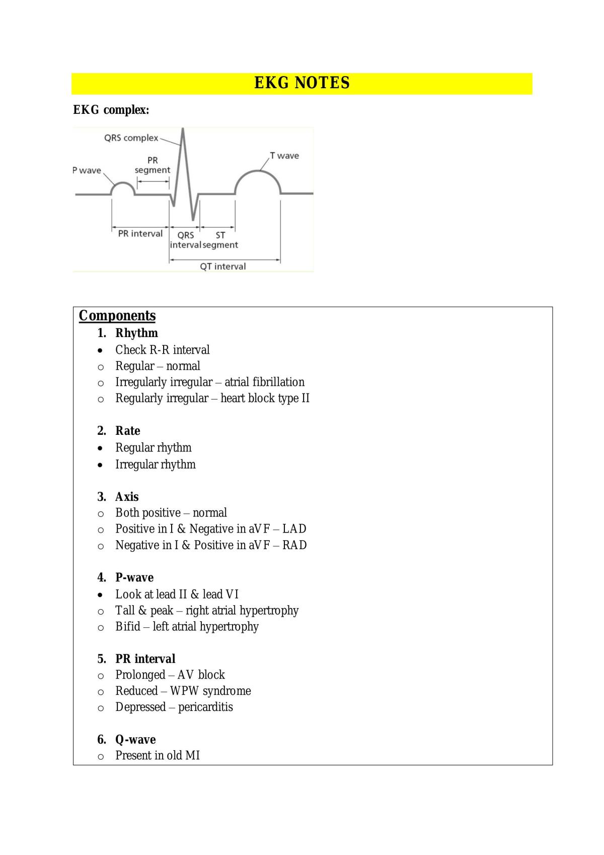 Electrocardiogram (EKG) Notes - Page 1
