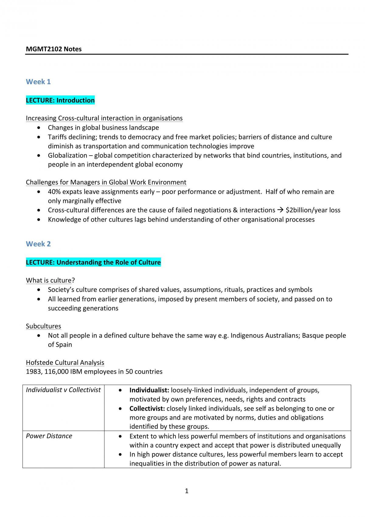MGMT2102 Final Exam Notes - Page 1