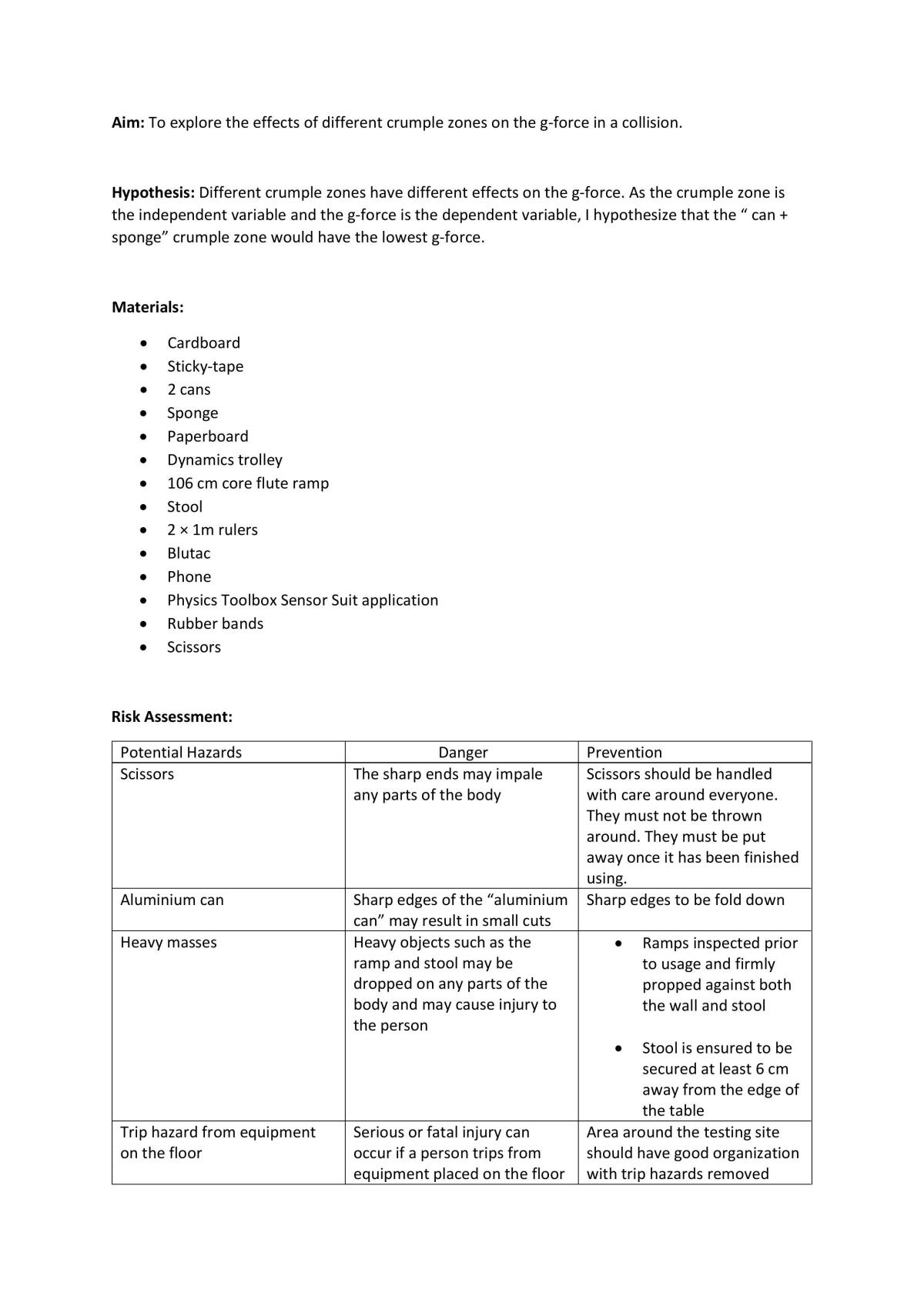 Physics Collision Experimental Report - Page 1
