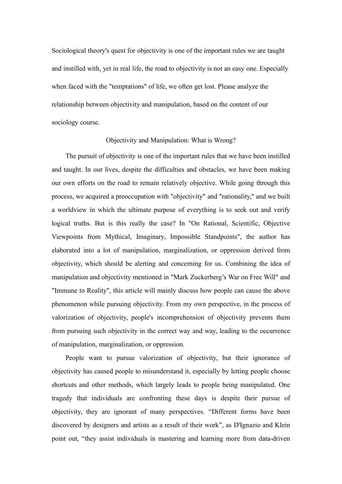 Objectivity and Manipulation: What is Wrong? - Page 1