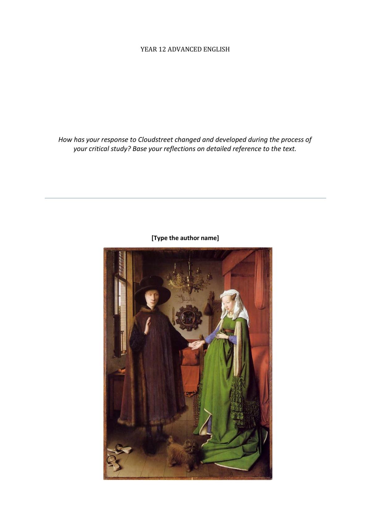 Essay on development of critical thought towards Cloudstreet - Page 1