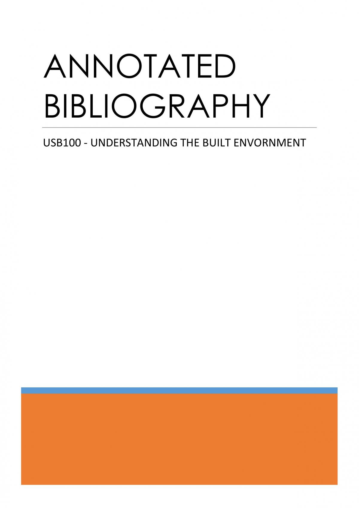 USB100 - Annotated Bibliography  - Page 1