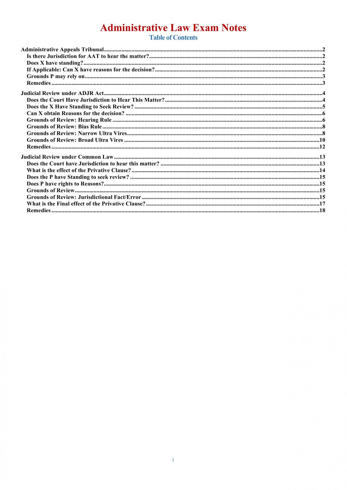 LAW4331 Administration Law Notes - Page 1