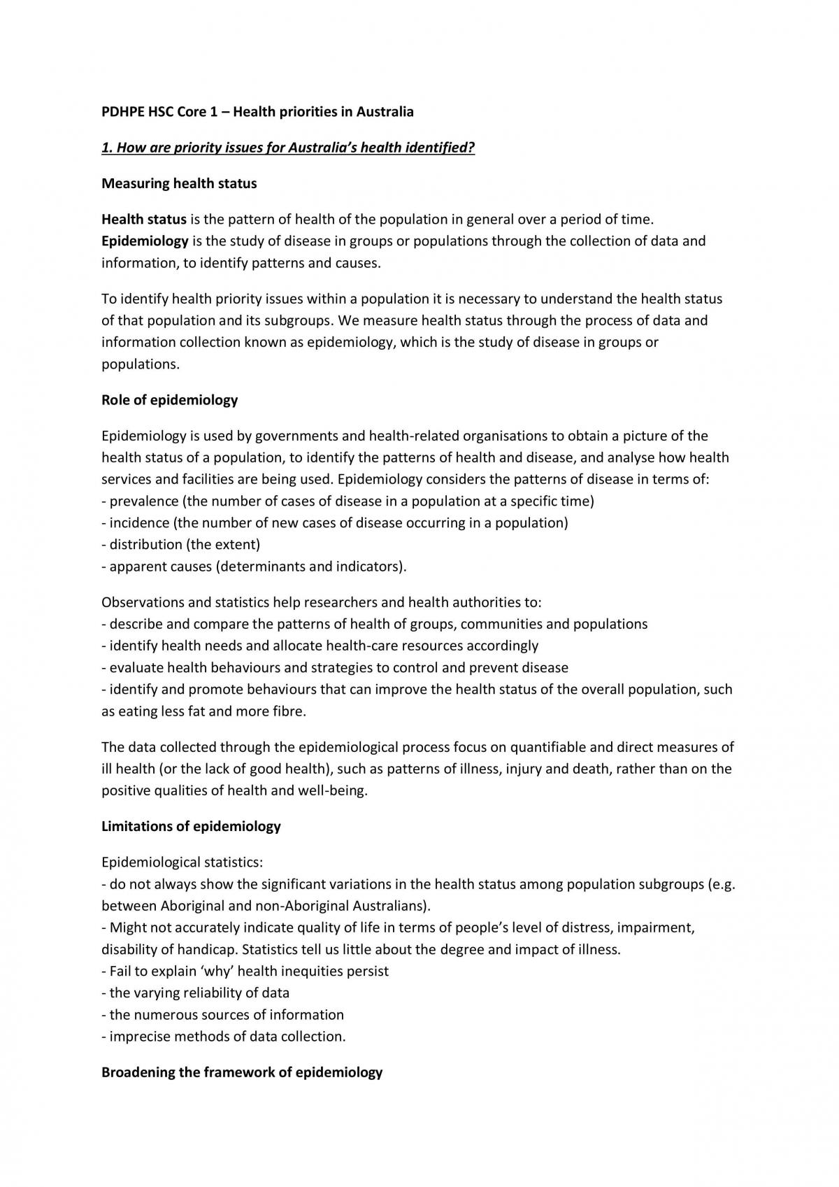 PDHPE study notes - Page 1