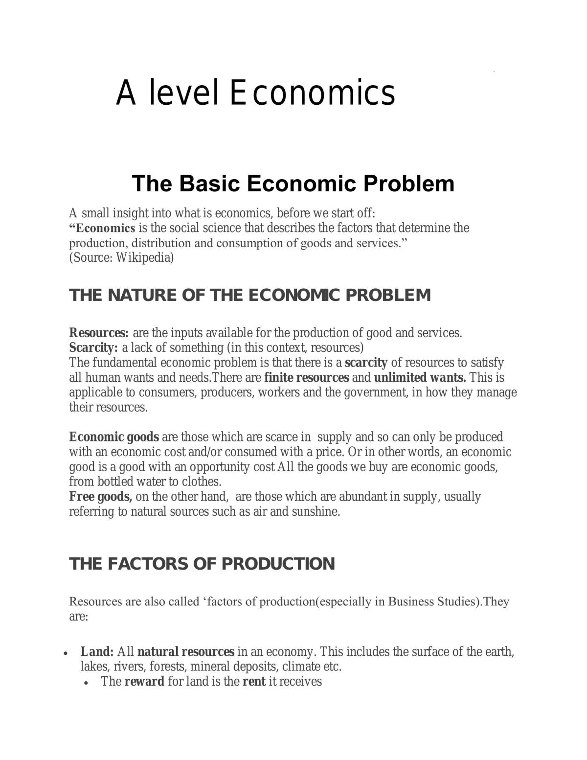 AQA Economics - Page 1