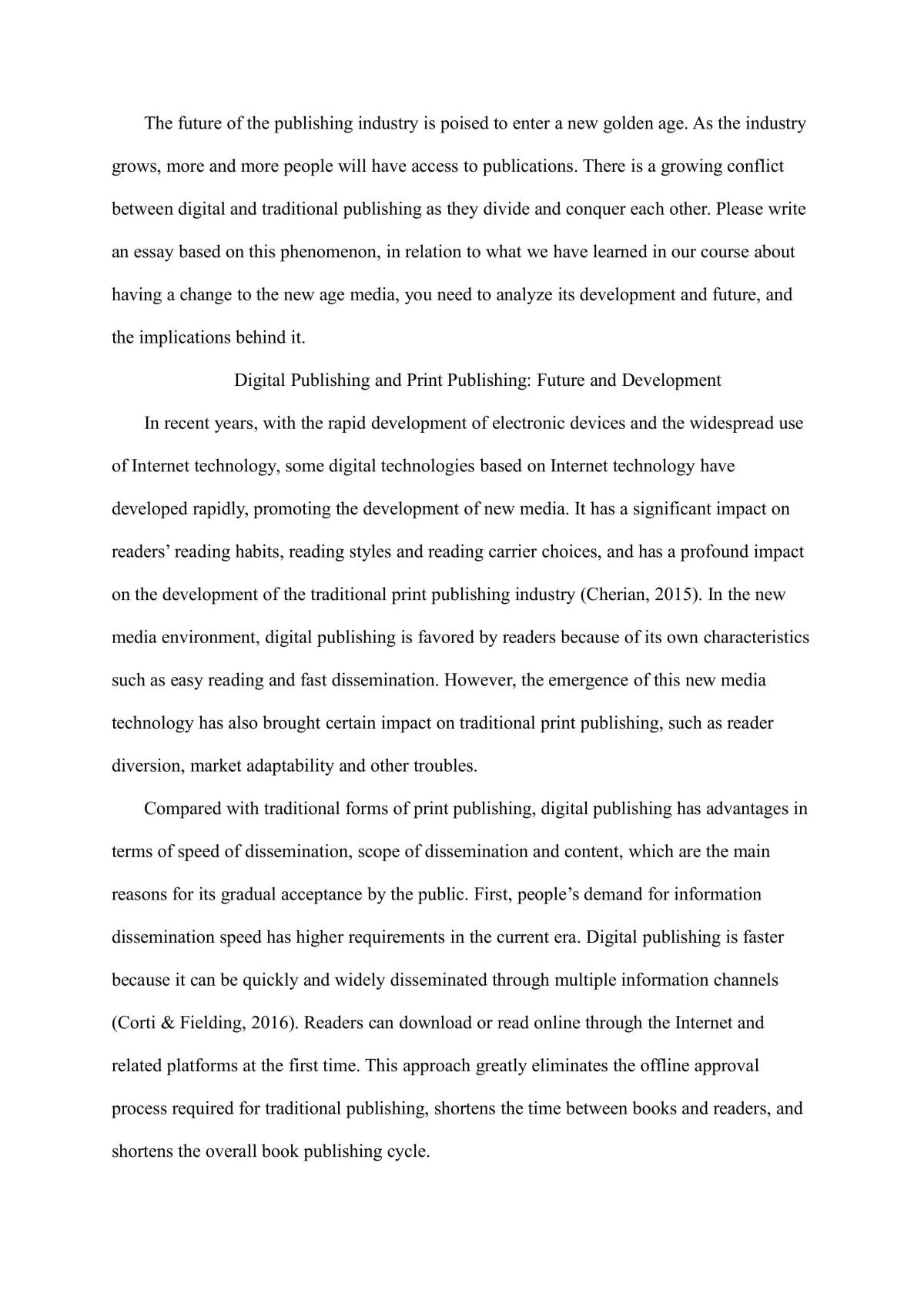 Digital Publishing and Print Publishing: Future and Development - Page 1