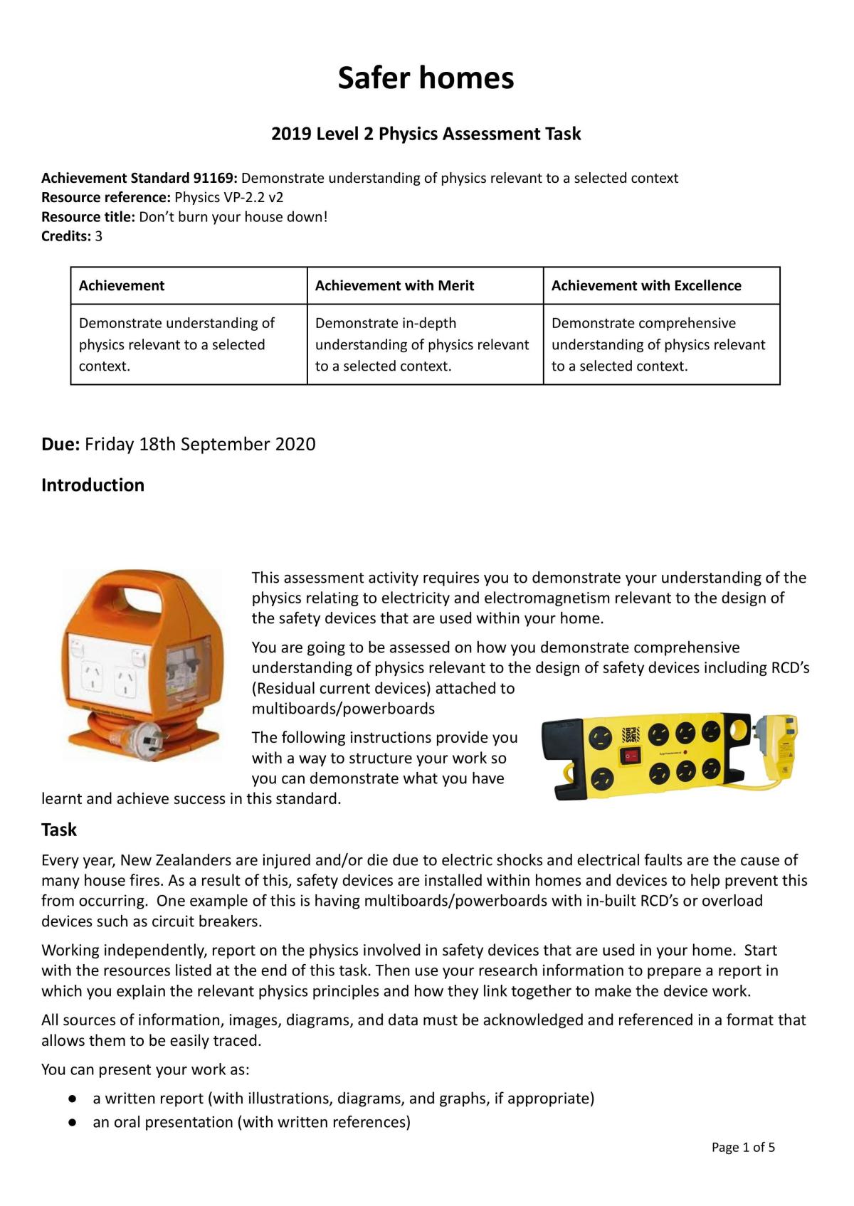 Safer Homes Physics 2.2 - Page 1