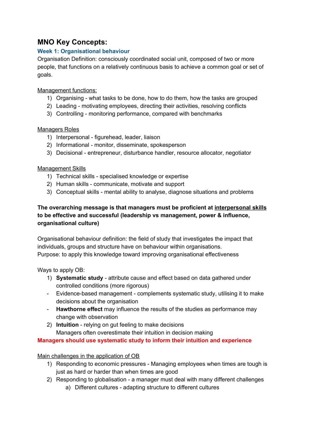 MNO1706 - Final Exam Notes - Page 1