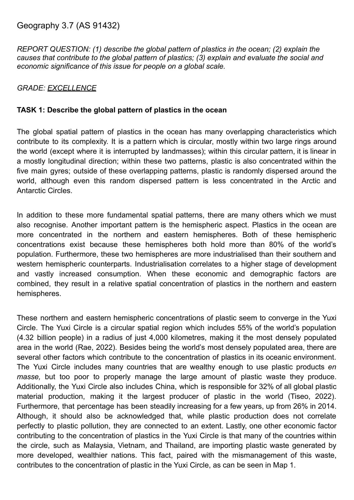 Report discussing the global pattern of plastics in the ocean - Page 1