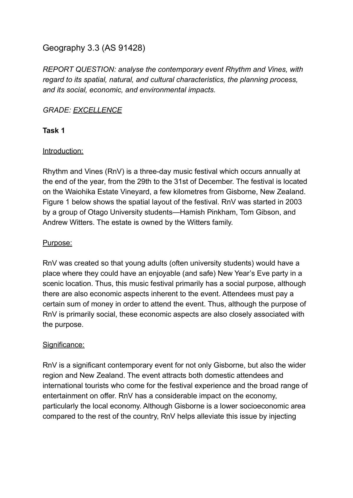 Report discussing Rhythm and Vines - Page 1