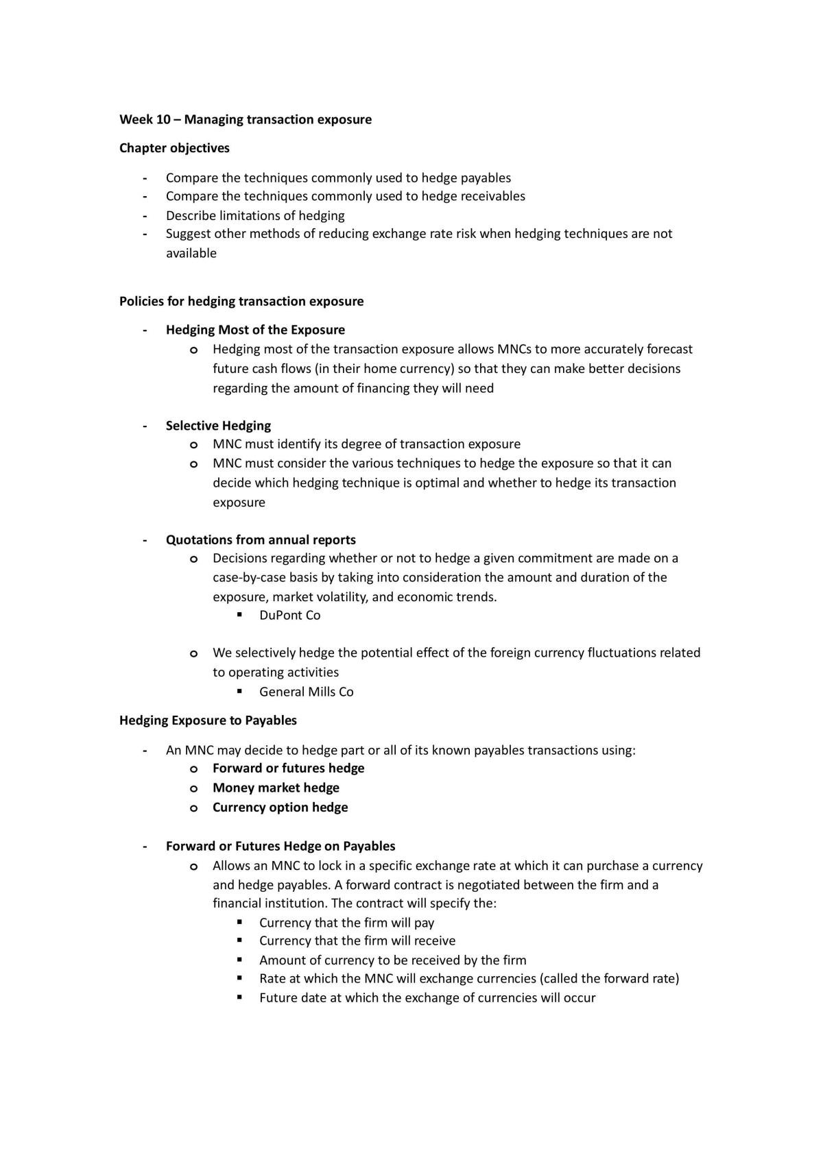 Managing Transaction Exposure Notes - Page 1