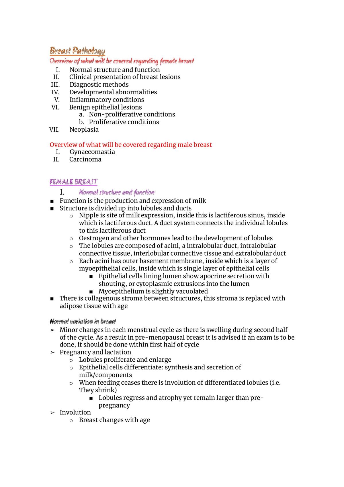 Breast Pathology Notes - Page 1