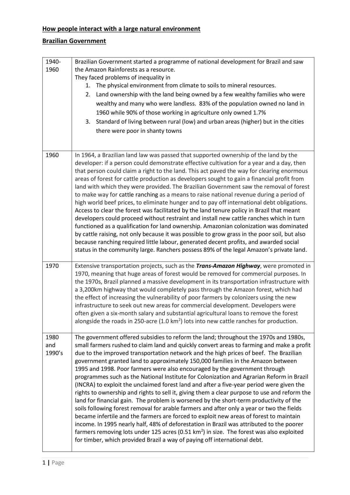 AS91240 Geography - Amazon Rainforest  - Page 1