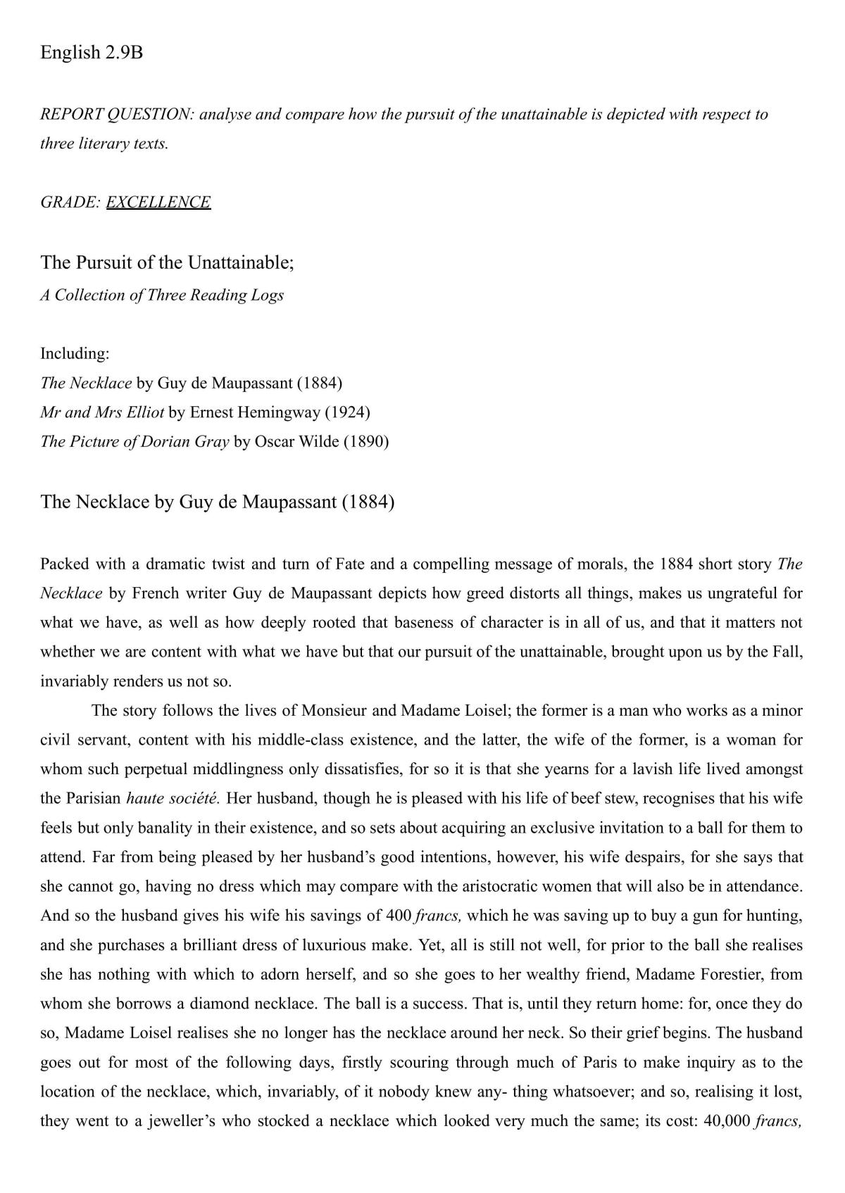 Additional essays discussing the pursuit of the unattainable - Page 1
