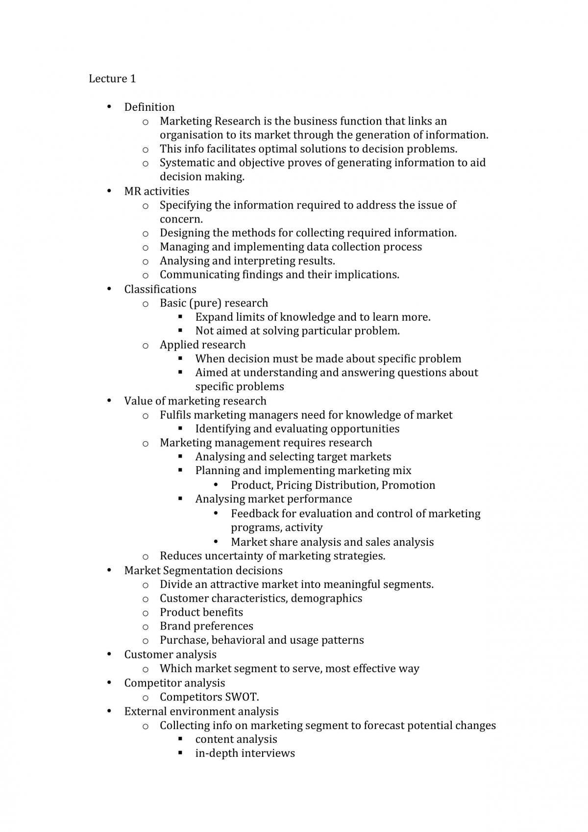 Complete notes for final exam Marketing Research - Page 1