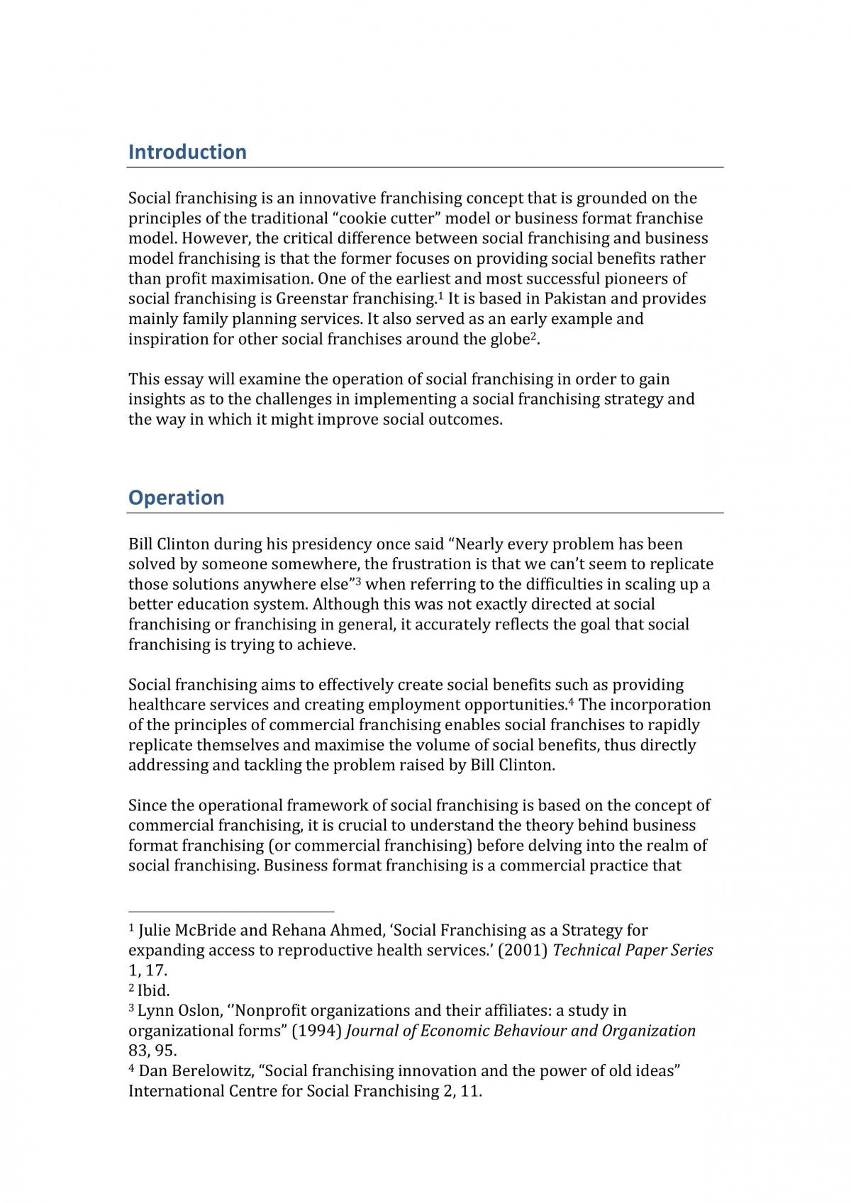 Franchising Final Research Essay - Page 1