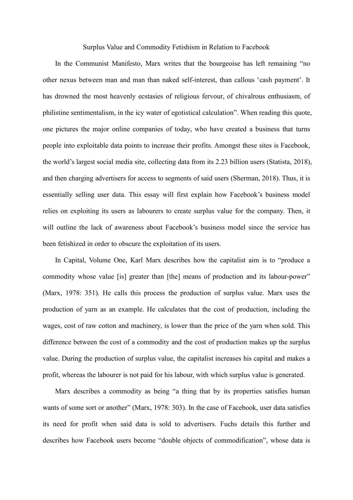 Surplus Value and Commodity Fetishism in Relation to Facebook - Page 1