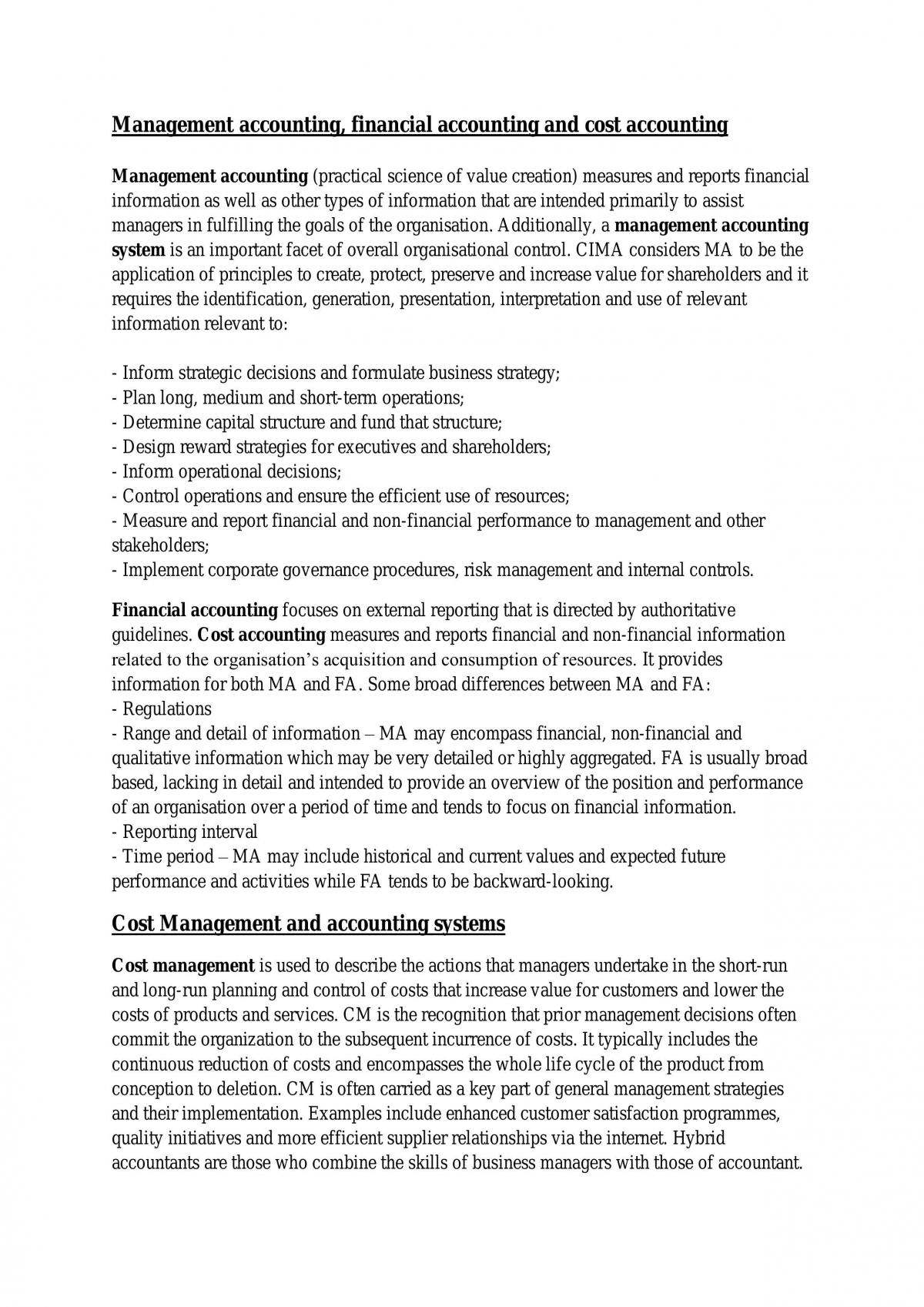 Cost Management Notes - Page 1