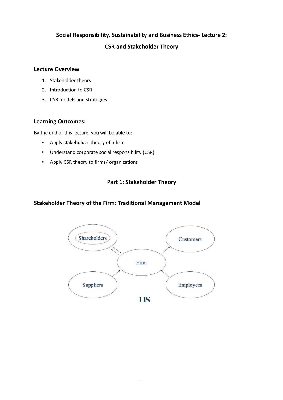 CSR and Stakeholder Theory Notes - Page 1