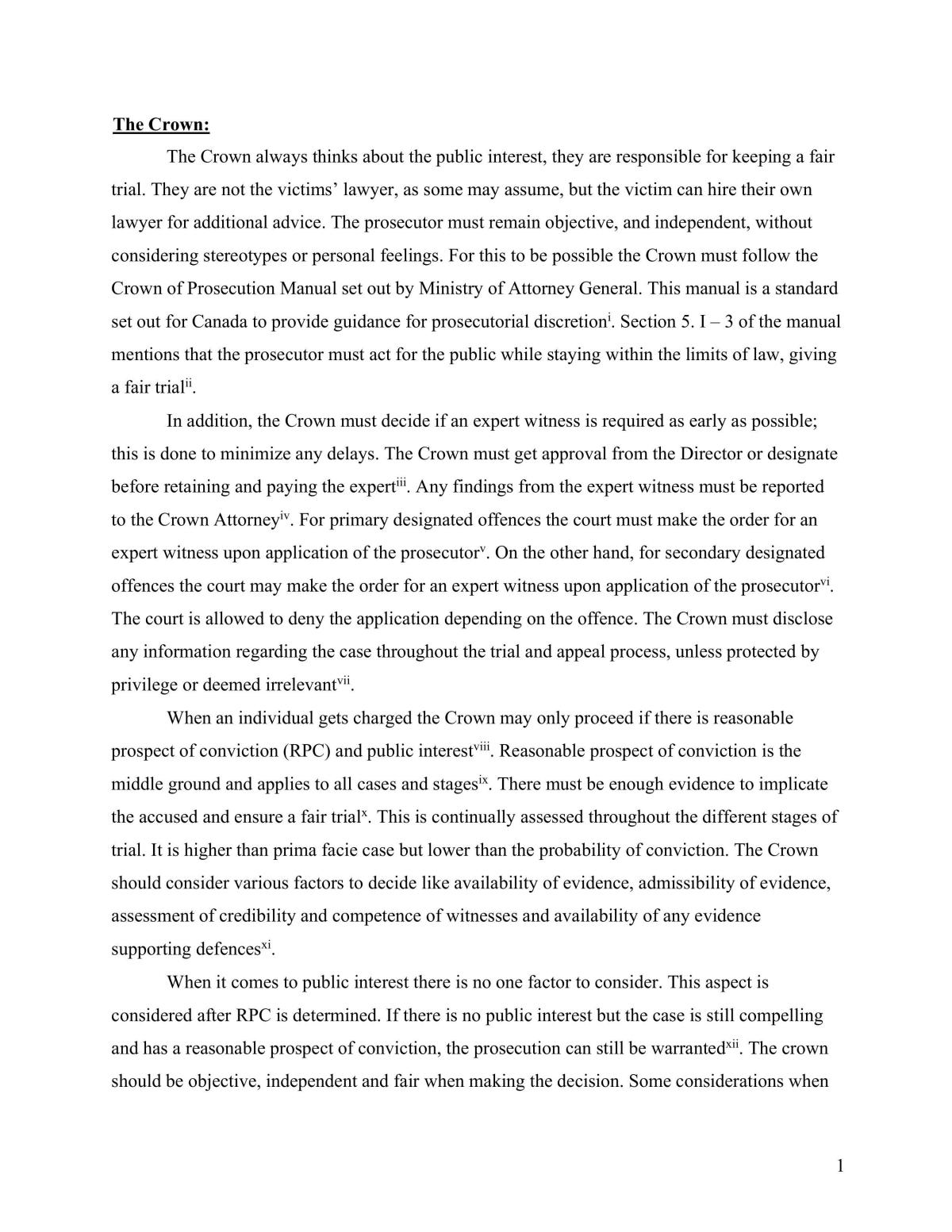 Role of The Players Assignment - Page 1