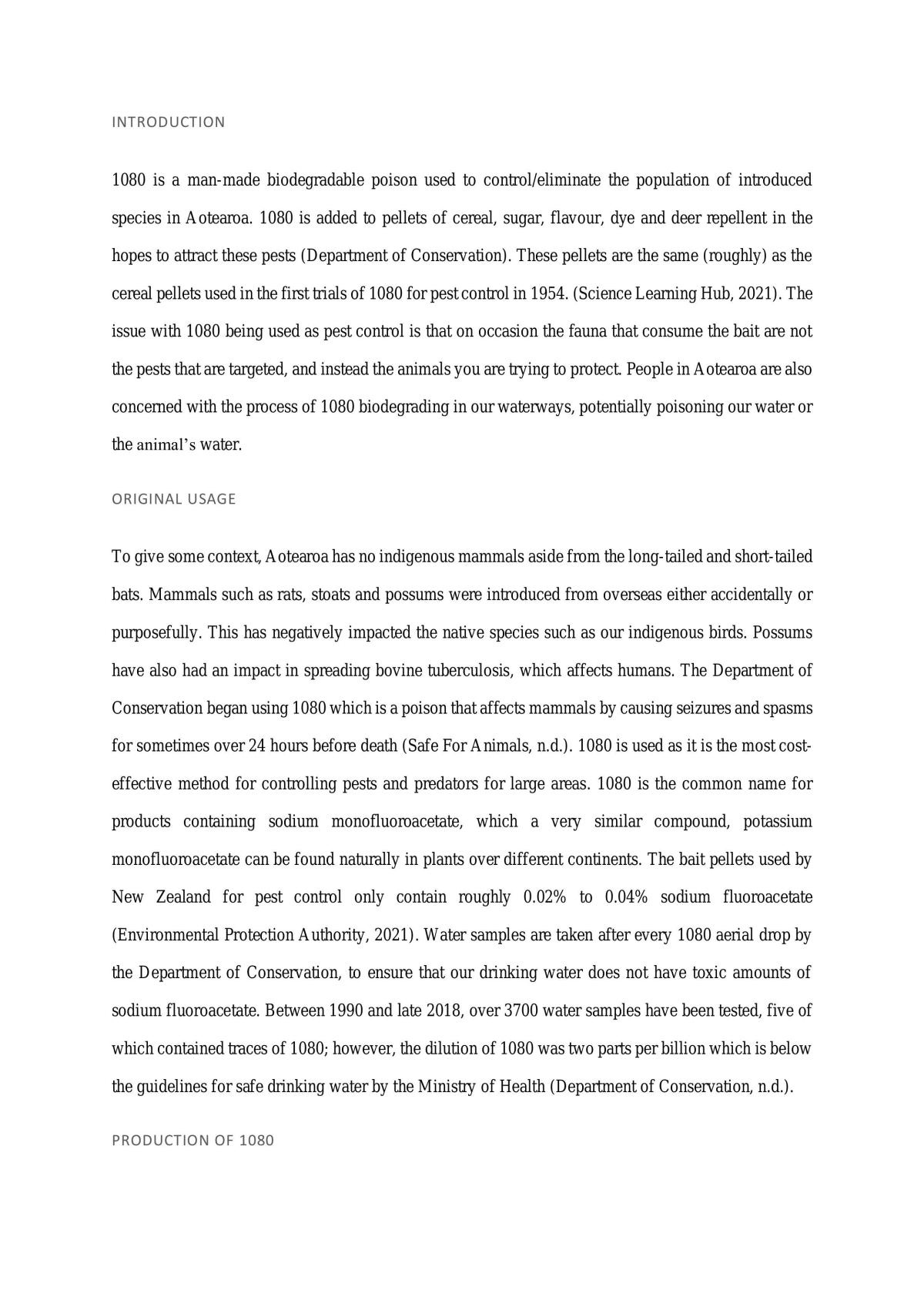 Essay on the biodegradation of 1080 in Aotearoa - Page 1