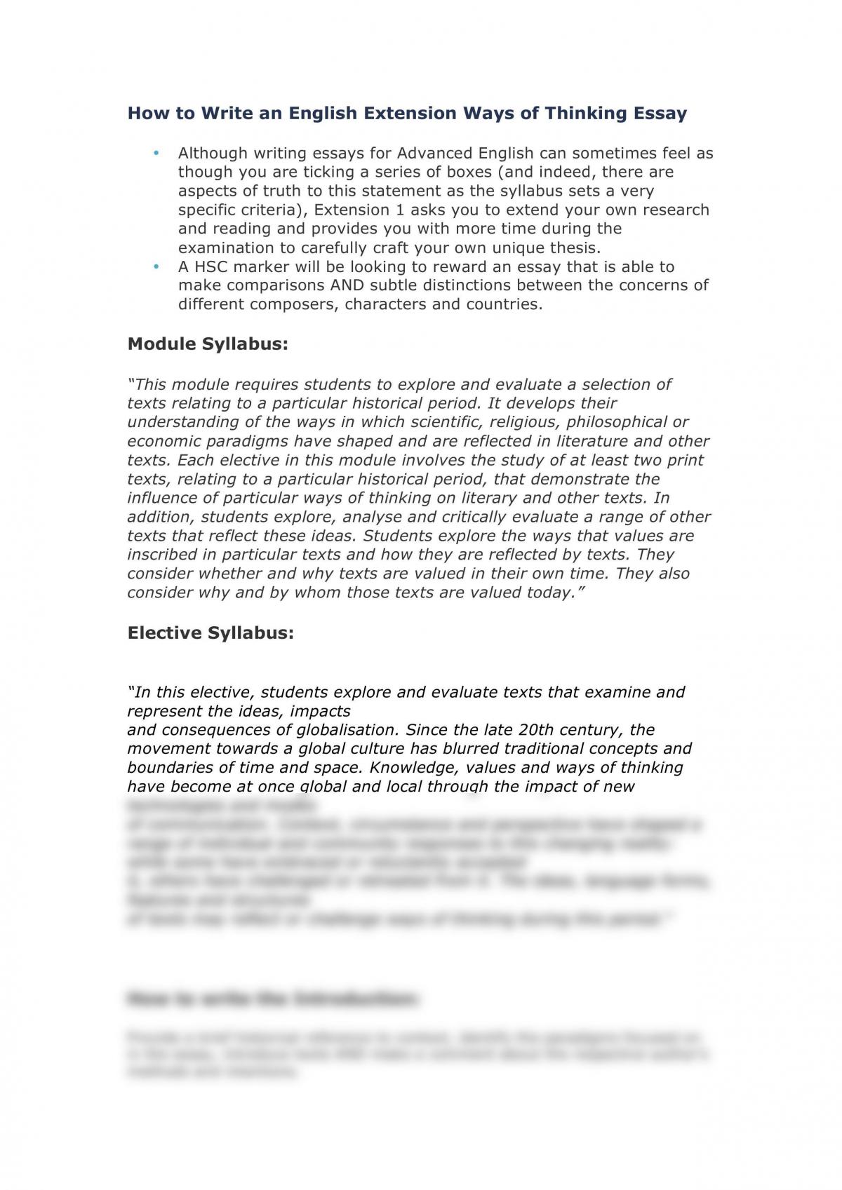 Ways of Thinking Essay Structure  - Page 1