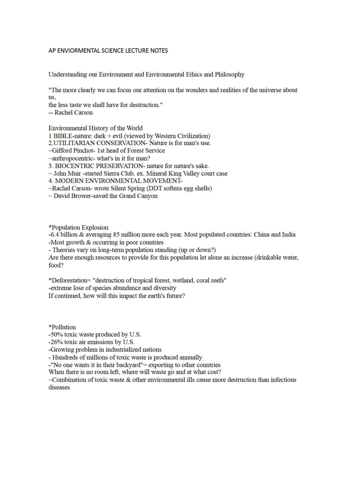 Environmental Philosophy Notes - Page 1