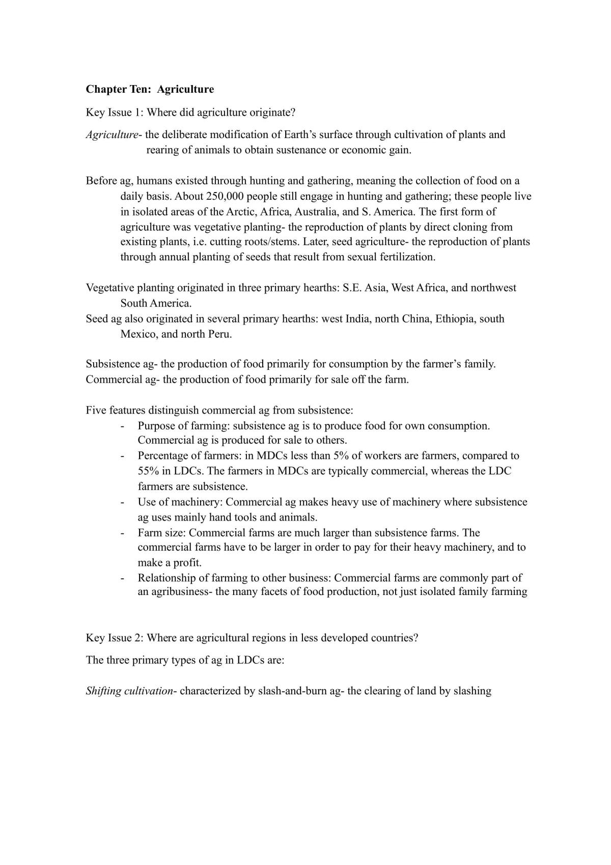 Chapter 10: Agriculture Notes - Page 1
