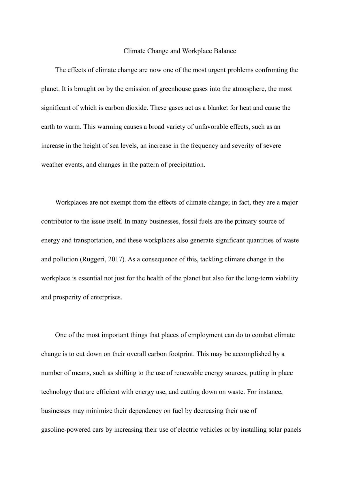 Climate Change and Workplace Balance - Page 1