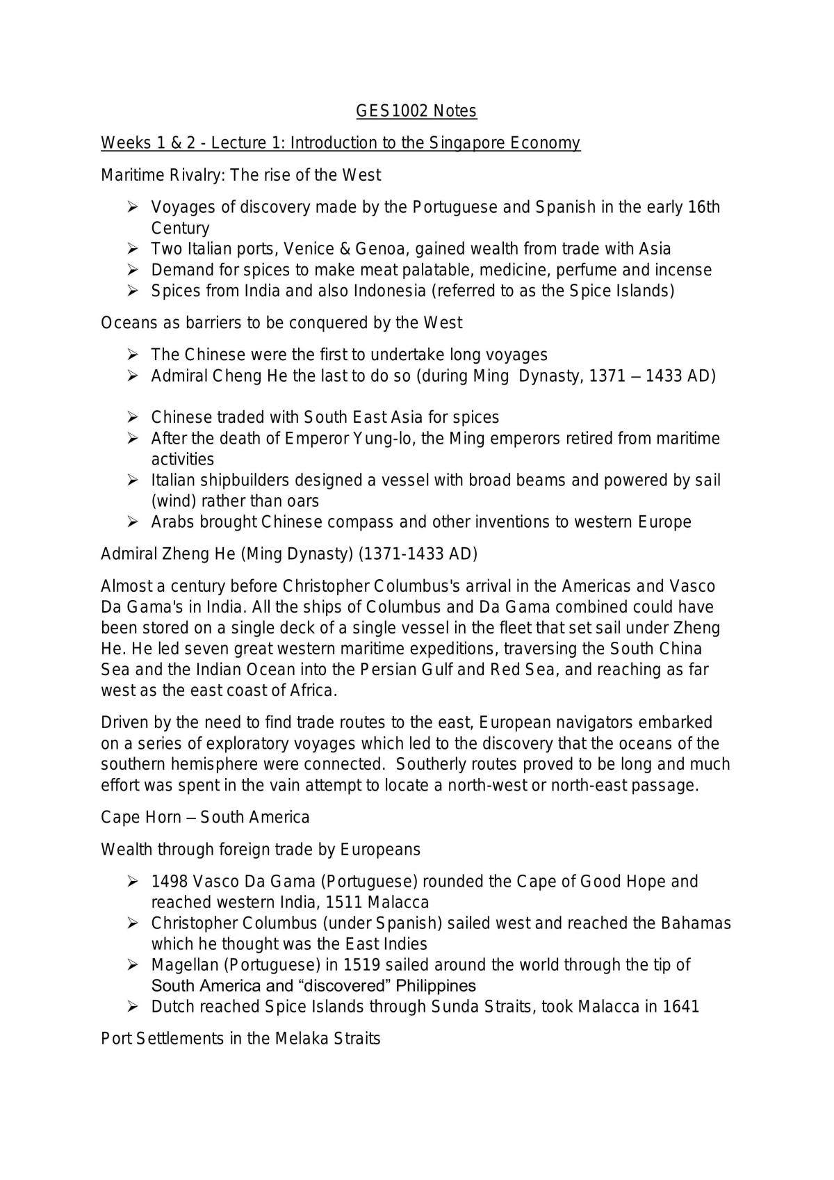 GES1002 Notes  - Page 1