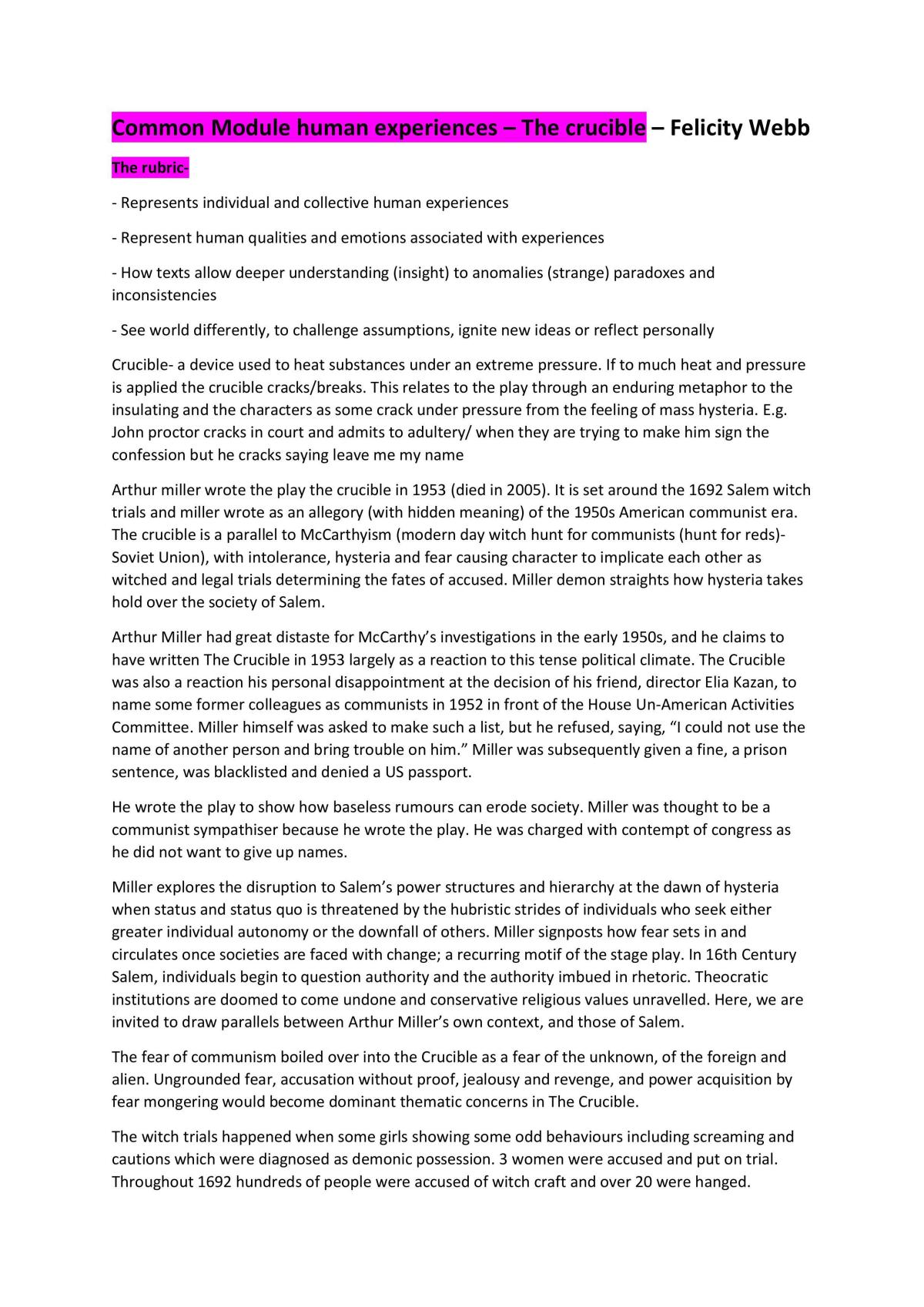 Study on The Crucible  - Page 1