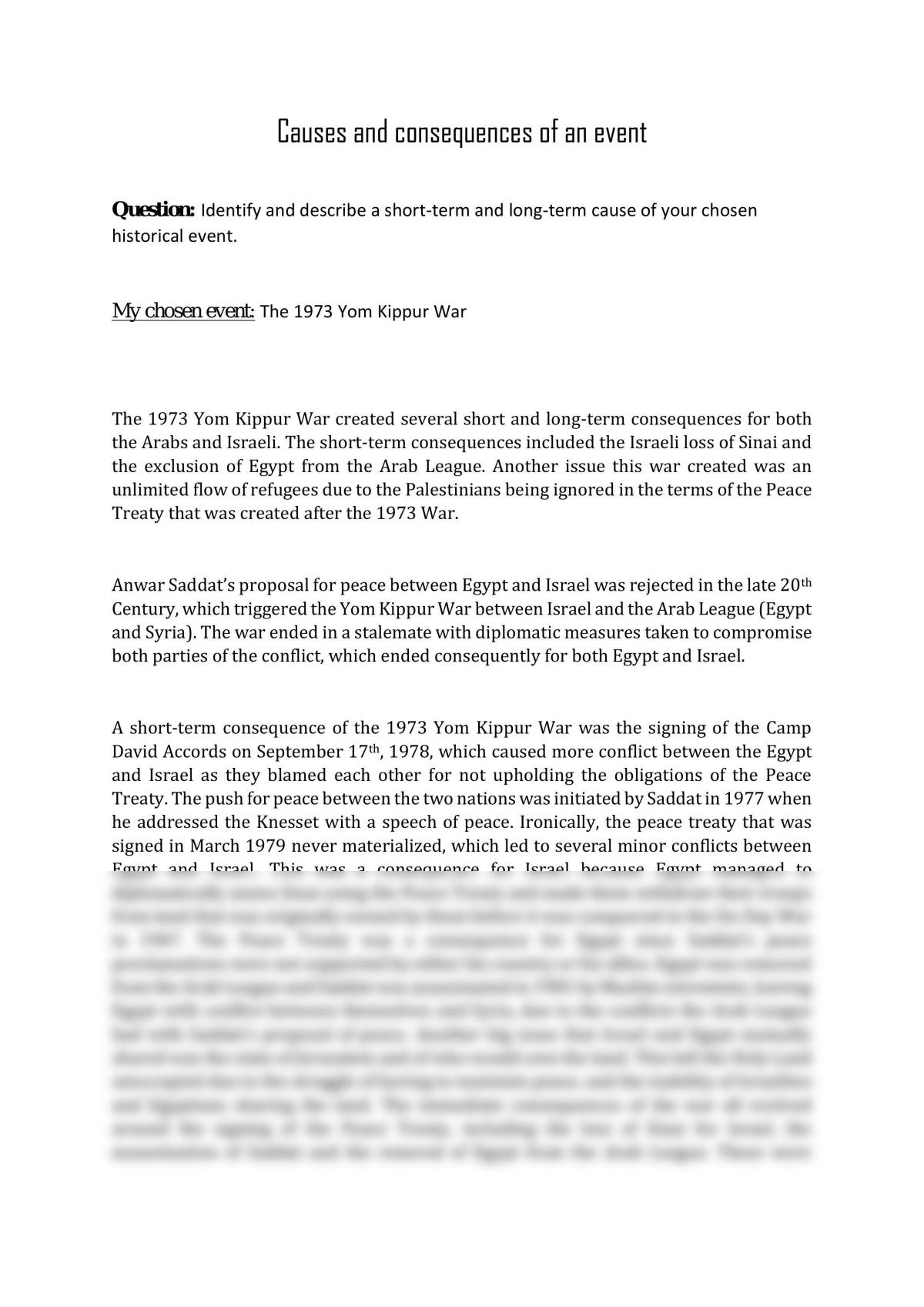 Level 1 History - AS91005 Causes and Consequences Practice Essay (E7) - Page 1