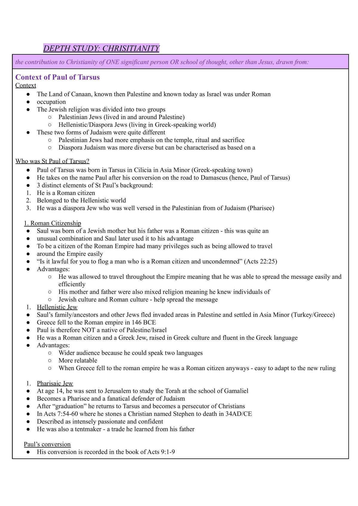 Christianity Depth Study  - Page 1