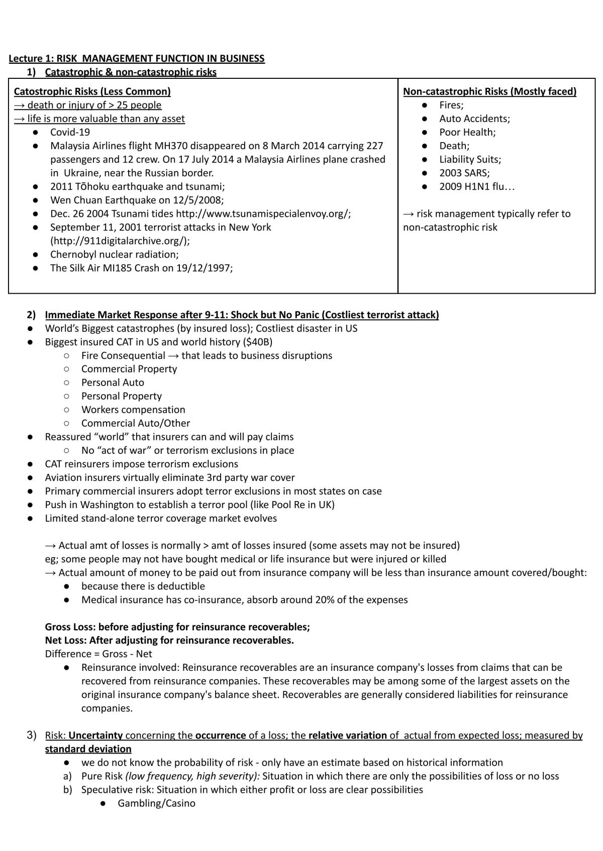 FIN3715 Risk and Insurance Notes - Page 1