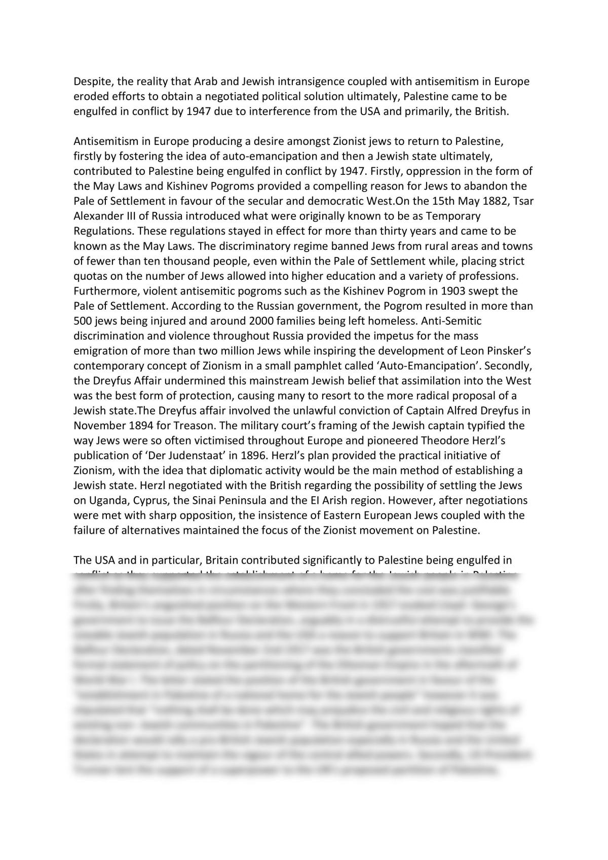Notes + Essay about the Arab-Israeli Conflict  - Page 1