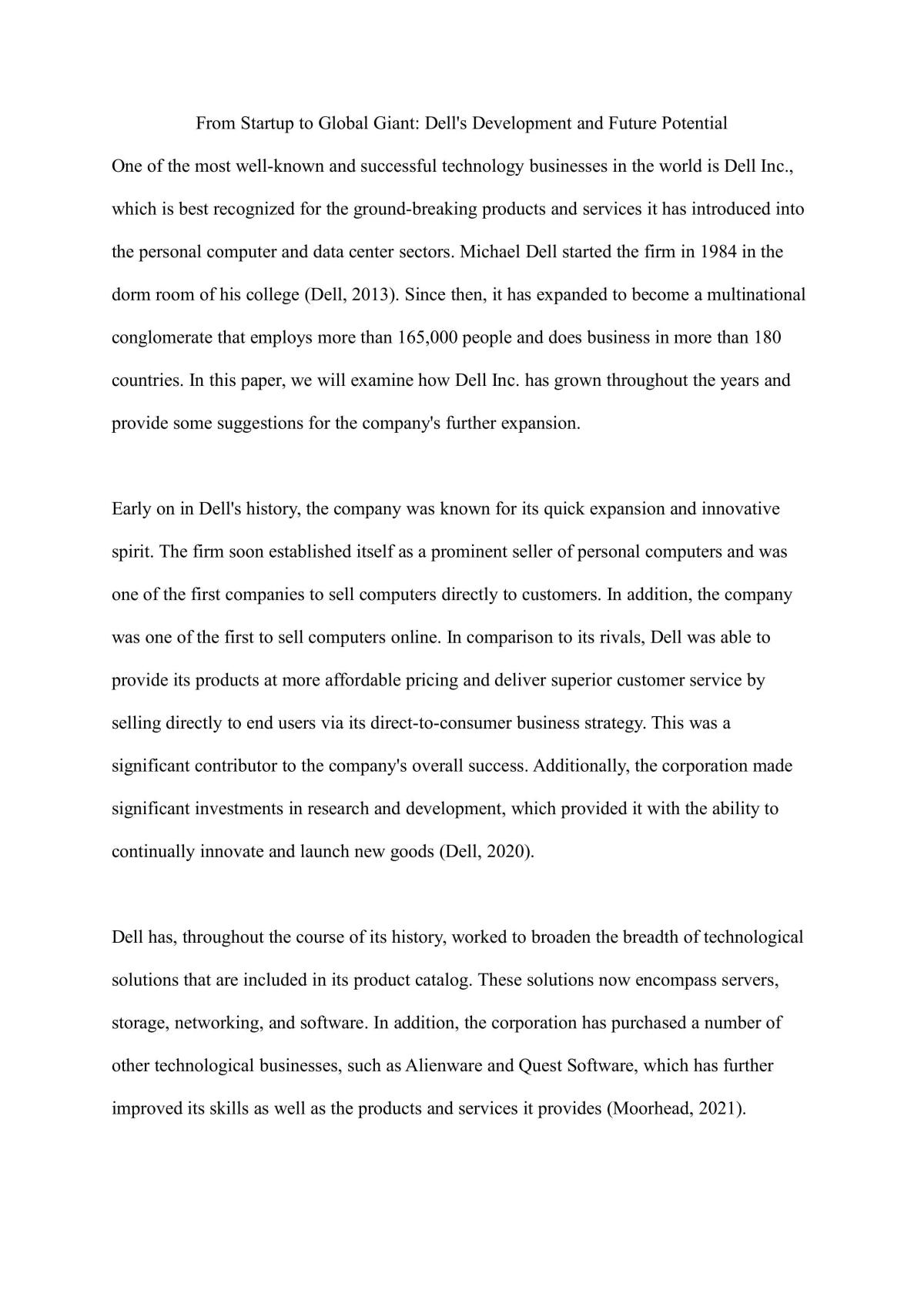 From Startup to Global Giant: Dell's Development and Future Potential - Page 1