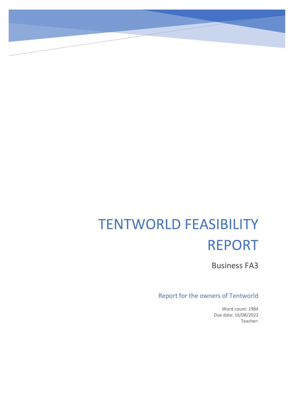 Feasibility Report - Growth Stage  - Page 1