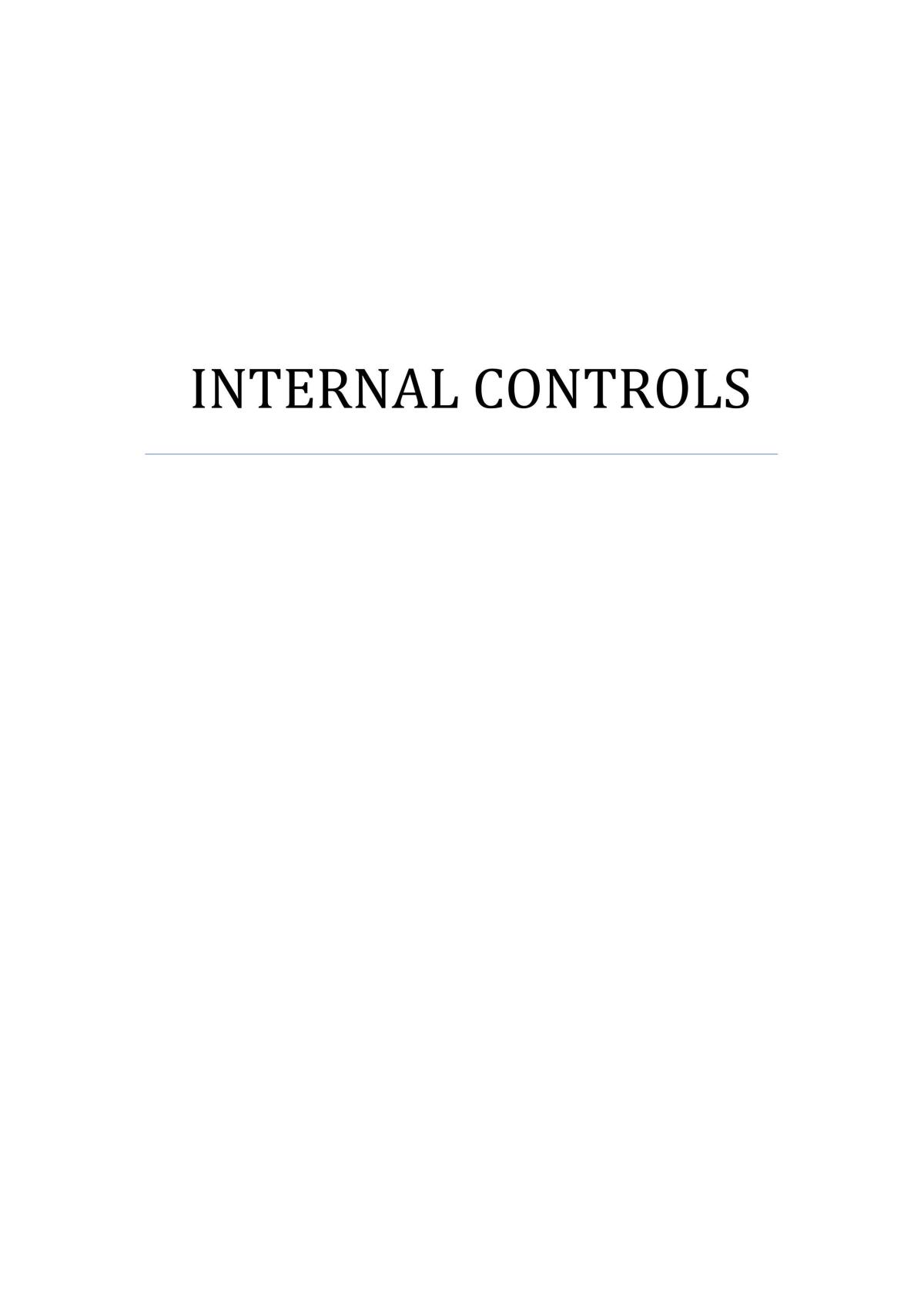 Notes on Internal Controls - Page 1
