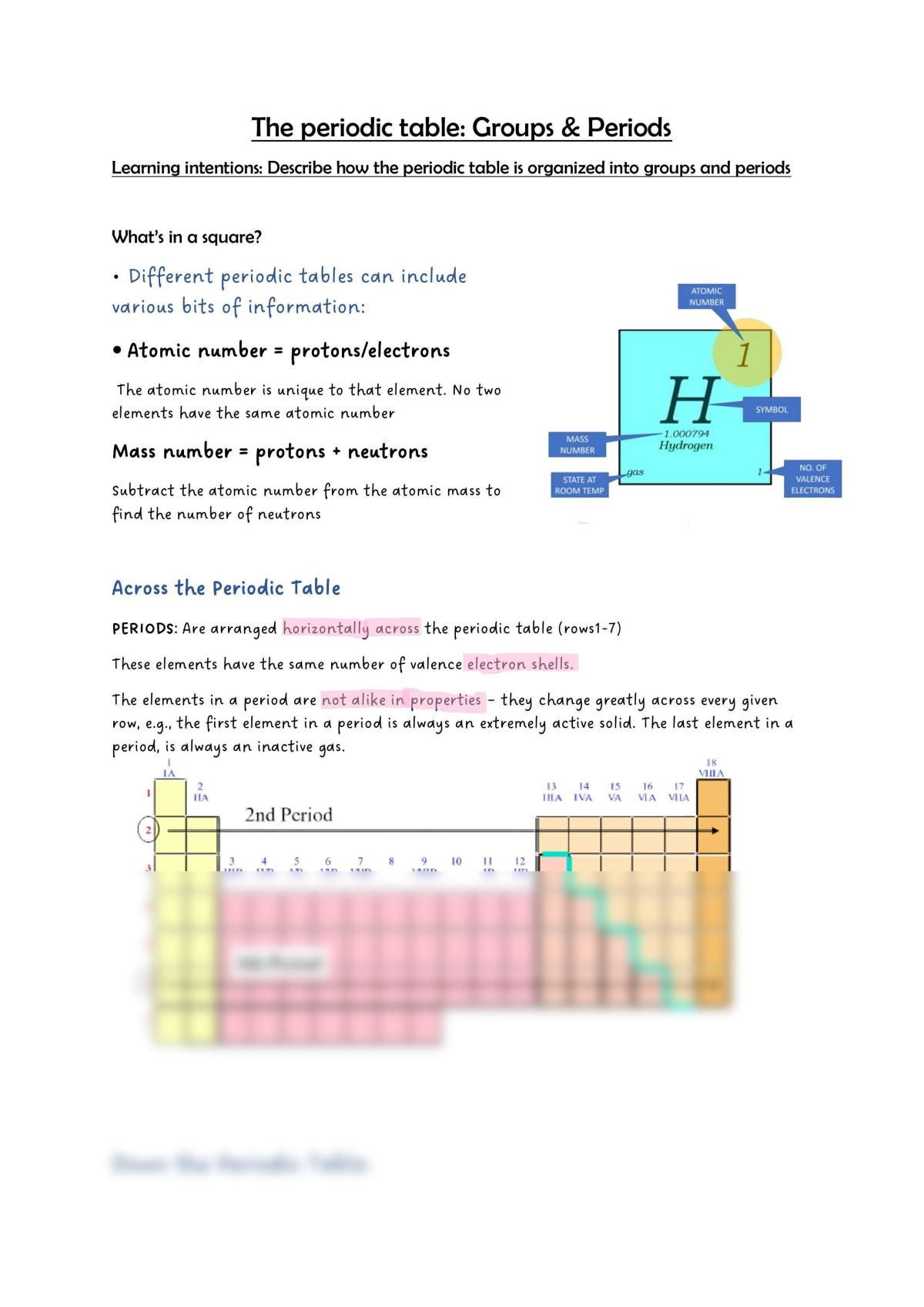 The Periodic Table: Groups and Periods  - Page 1