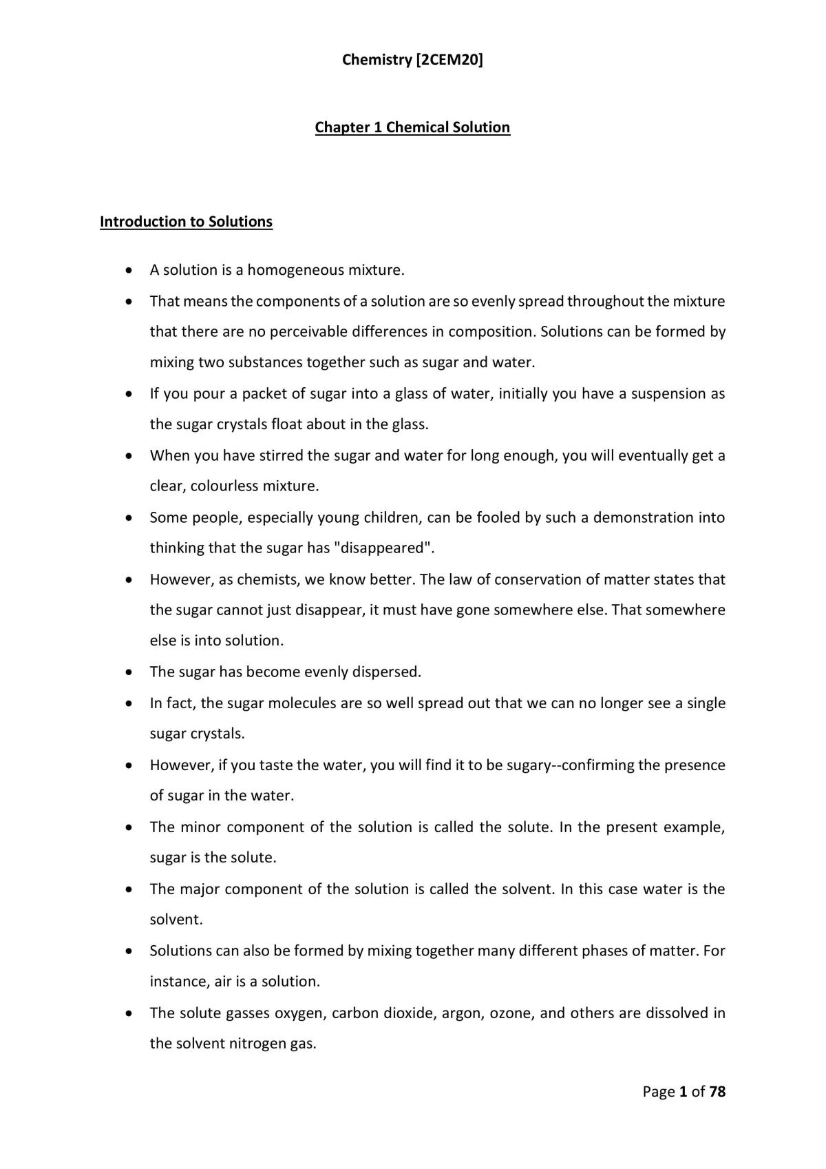 Chemistry Studies Notes - Page 1