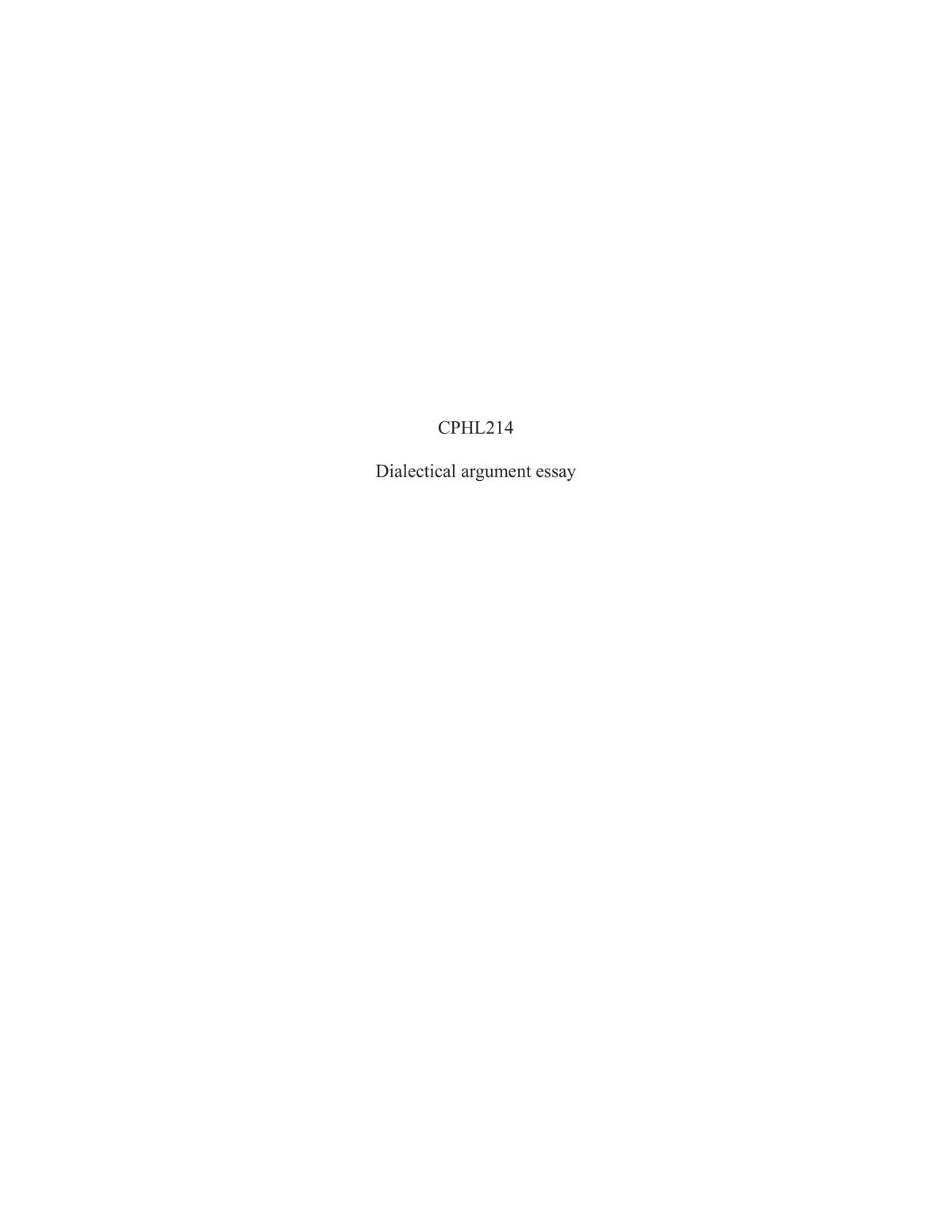 Dialectic argument essay - Page 1