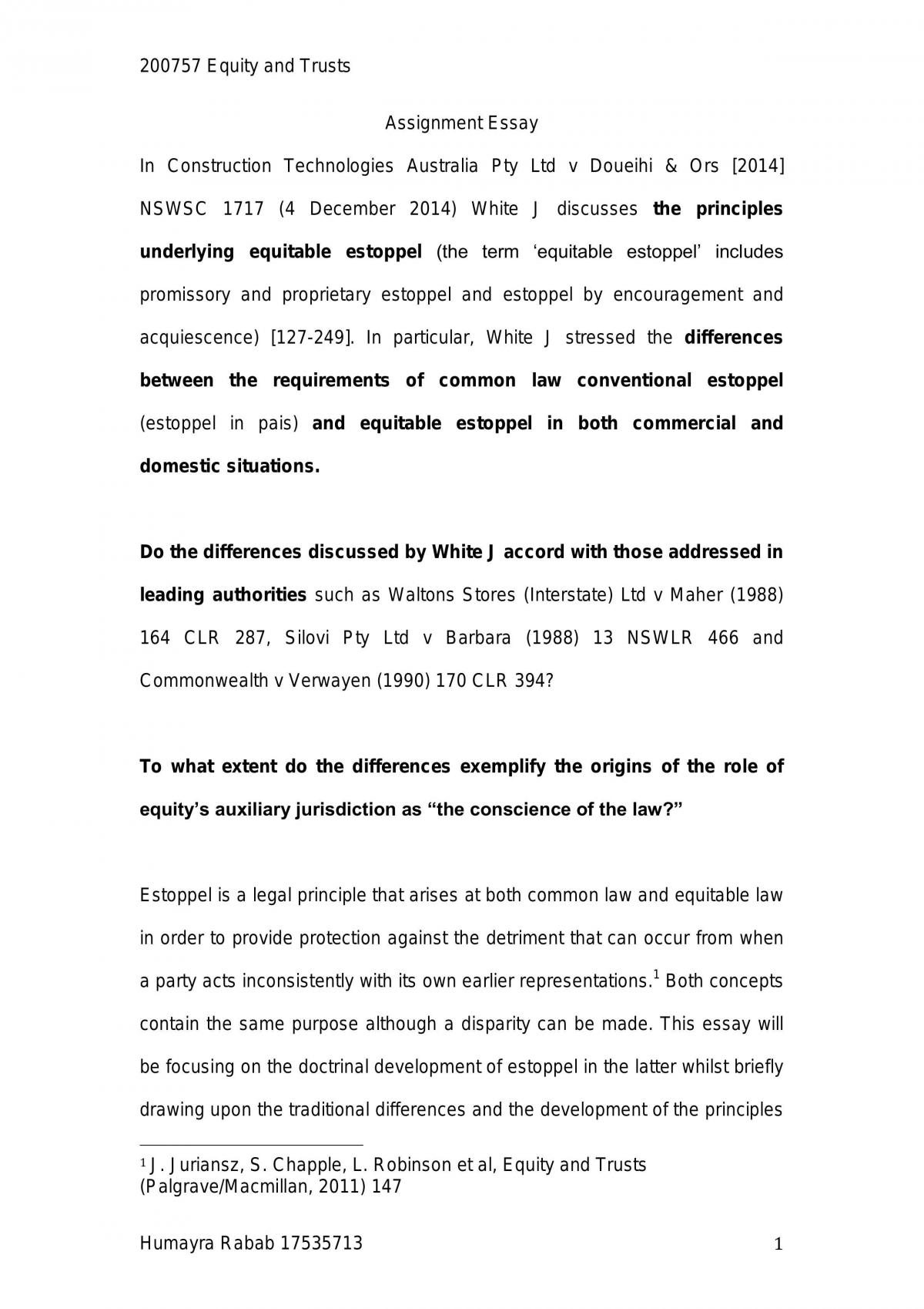 Estoppel in Equity - Page 1