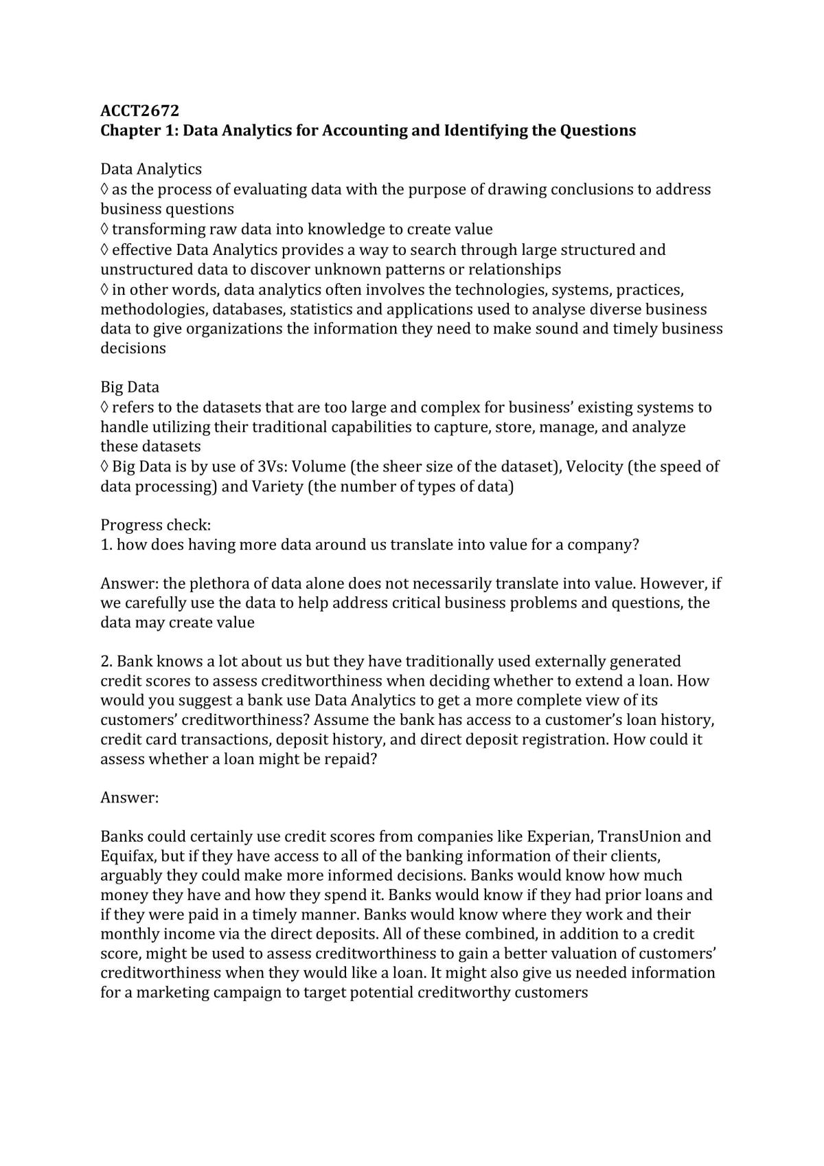 ACCT2672 - Mid Term Study Notes - Page 1