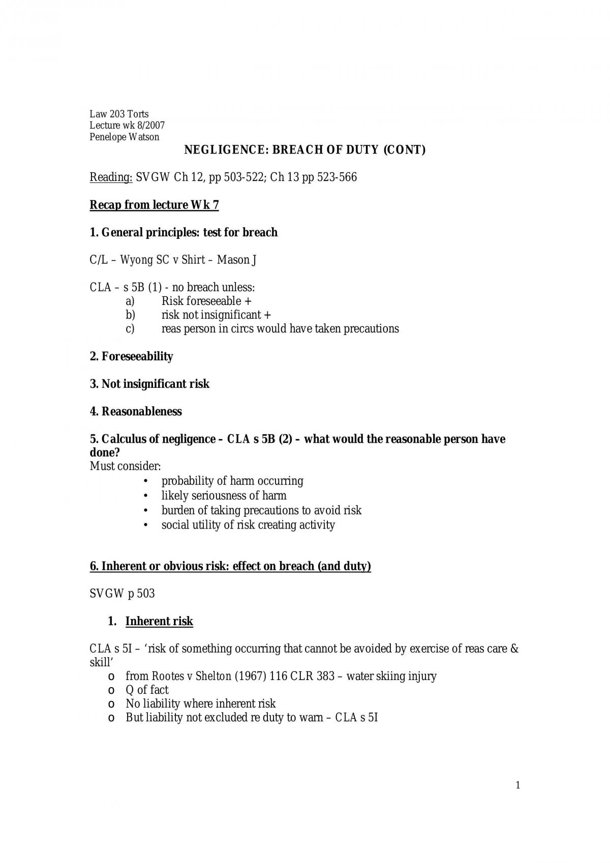 Standard Of Care Notes - Page 1