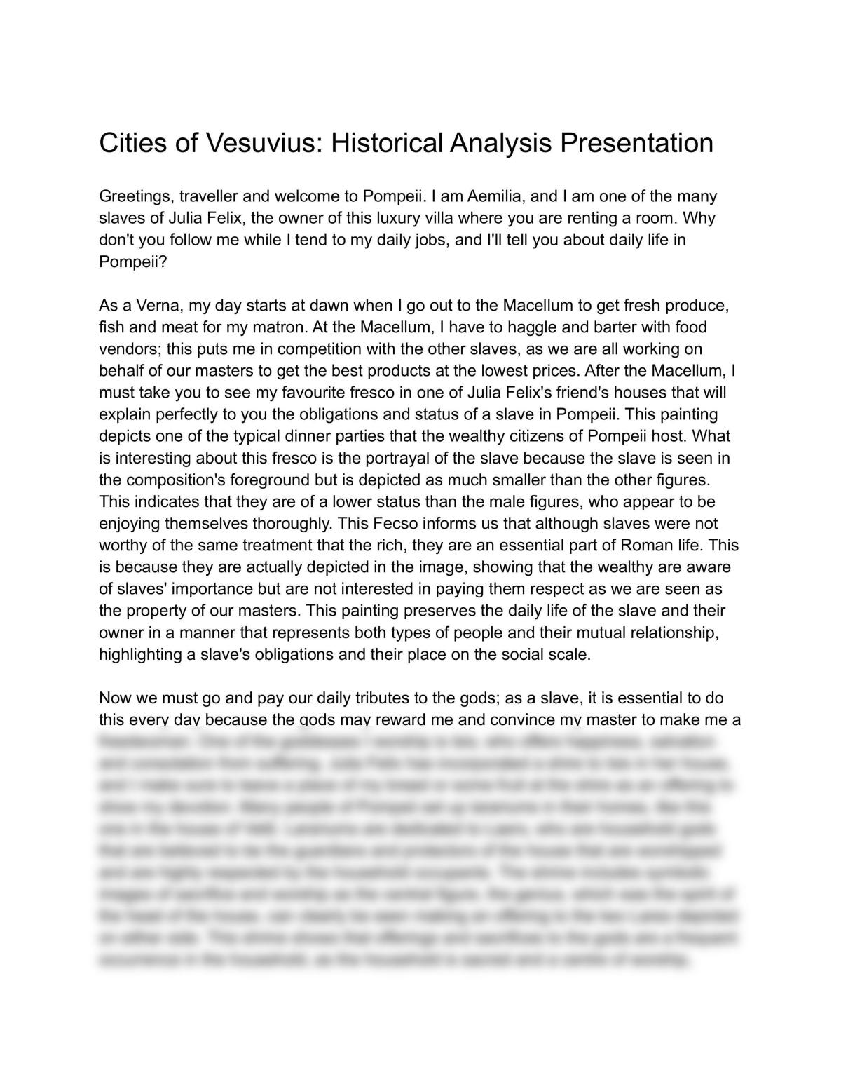 Oral Historical Analysis Presentation On Cities of Vesuvius  - Page 1