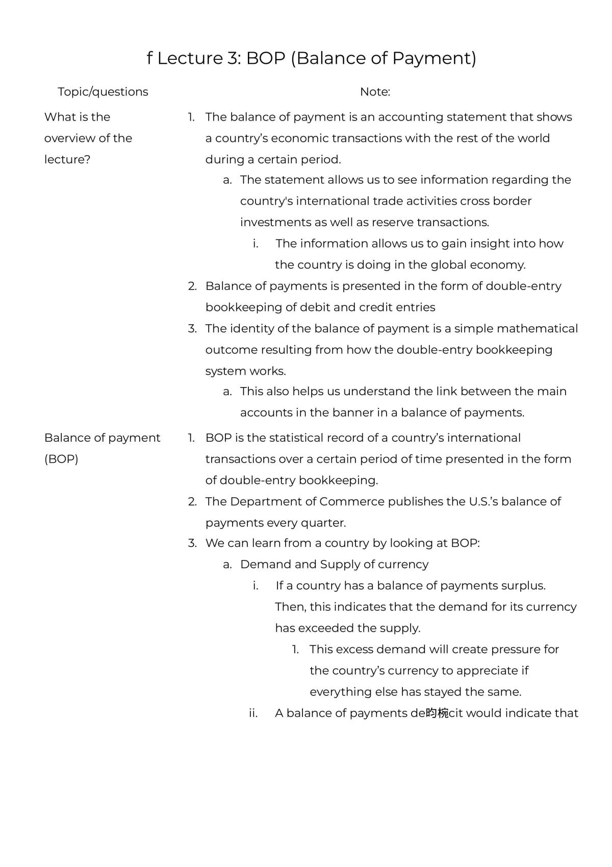 Lecture 3: BOP (Balance of Payment) - Page 1
