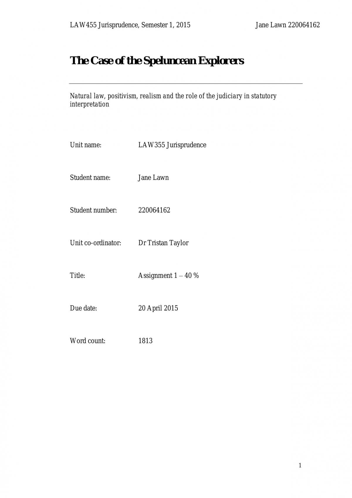 Jurisprudence Essay - Page 1