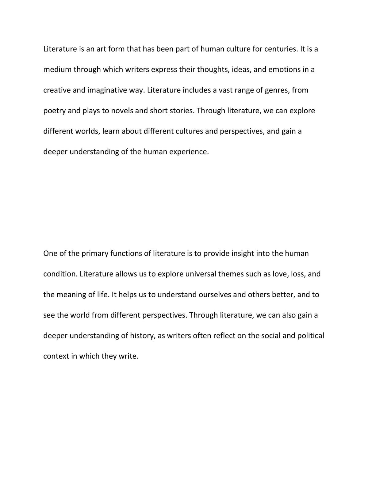 Essay discussing on literature - Page 1