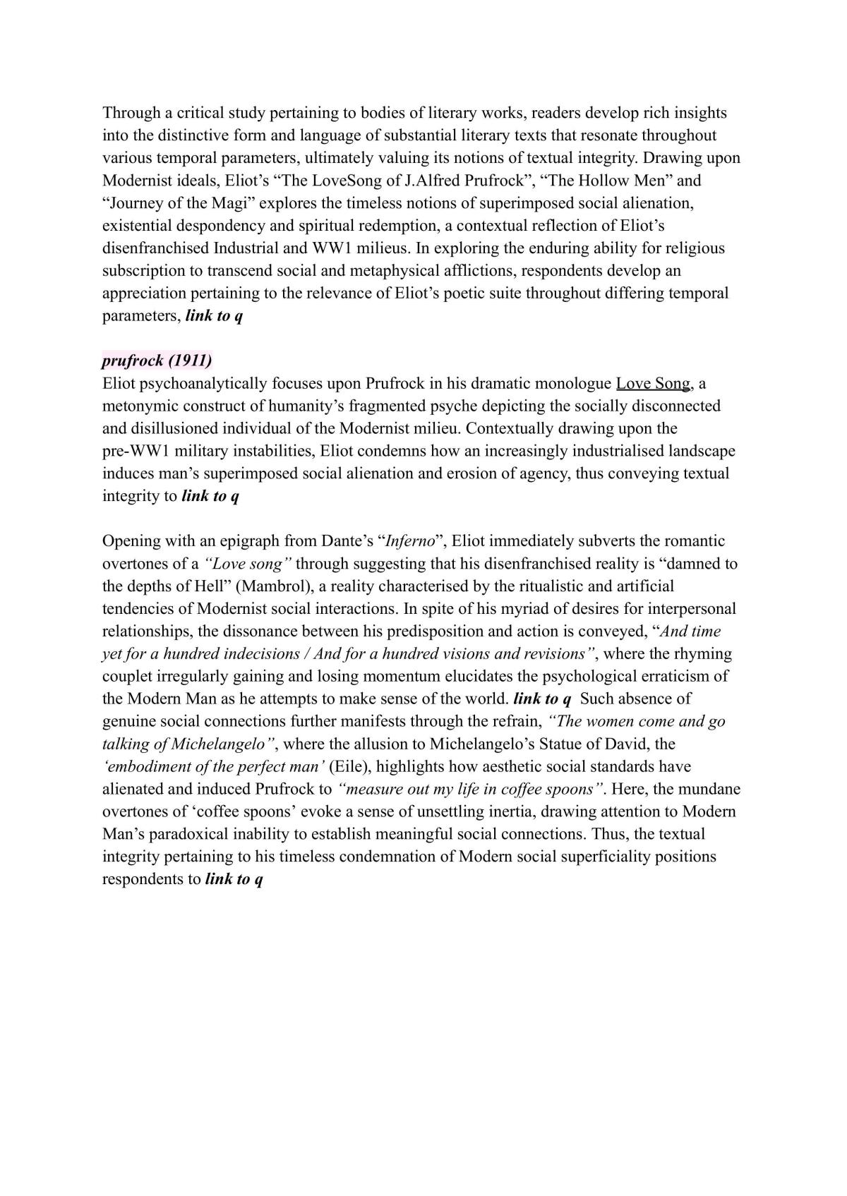 Mod B Essay - T.S Elliot  - Page 1