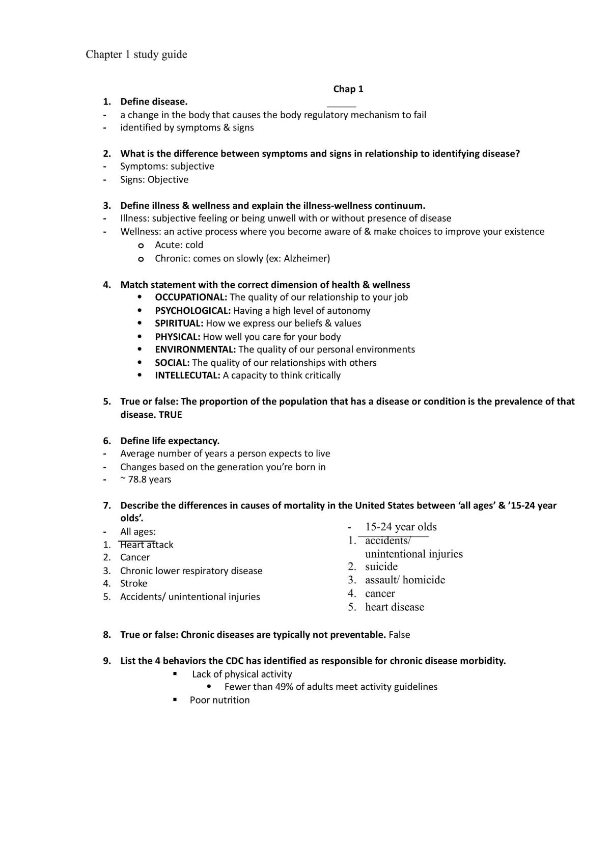 Exam 1 Study Guide BBH 119 - Behavior, Health, and Disease picture